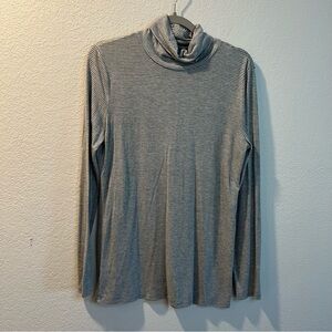 Women’s Lou & Gray gray striped turtle neck long sleeve tee size large L